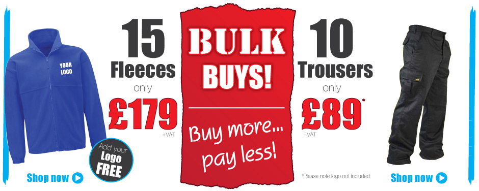 Uniformitee Bulk Buys 15 fleeces for £179, 10 trousers for £89